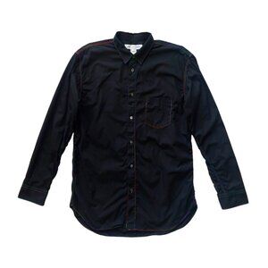Comme des Garçons Shirt Black Button Up With Contrasting Rainbow Stitching